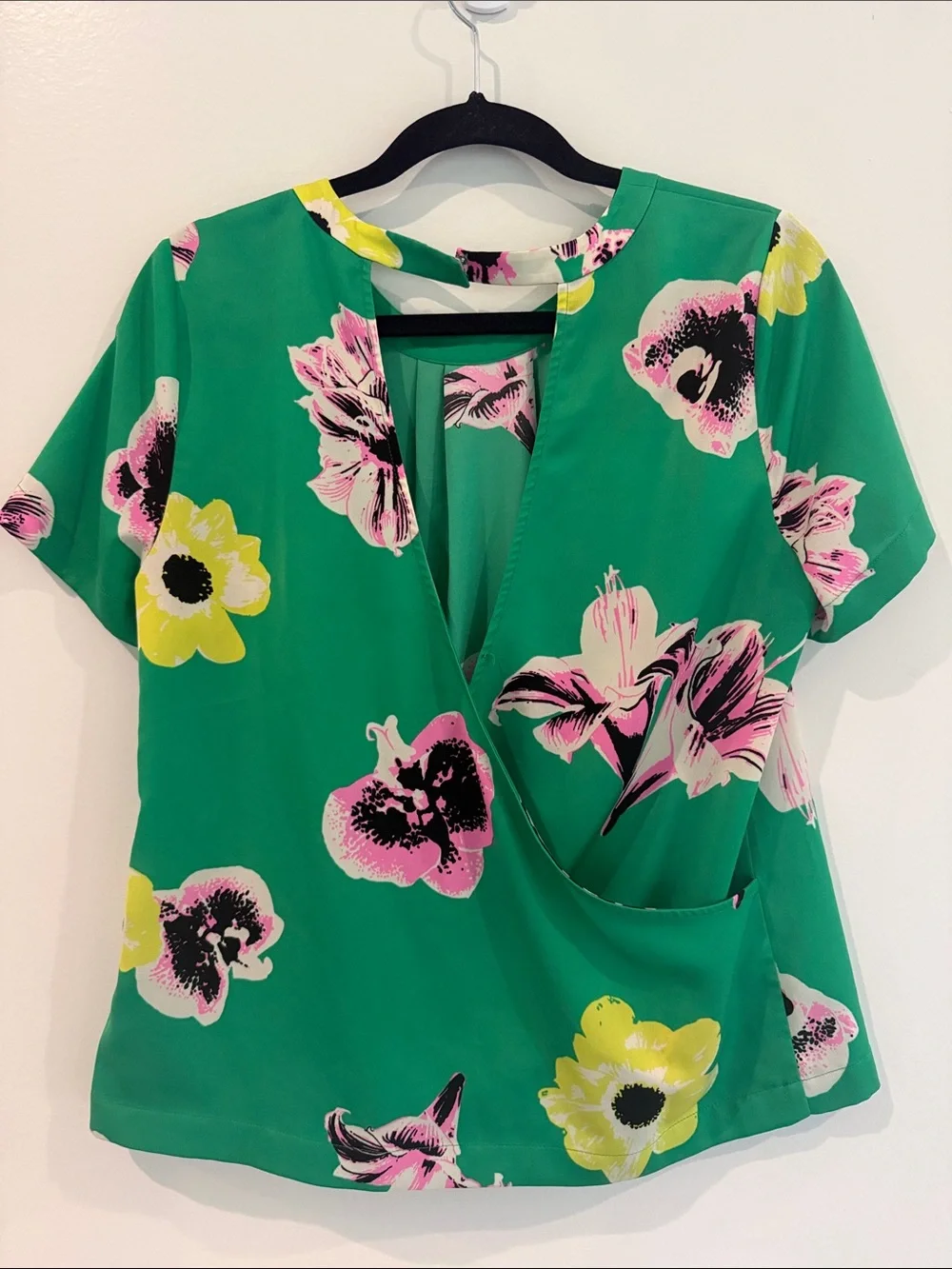 J. Crew Floral Cutaway Open Back Blouse, M